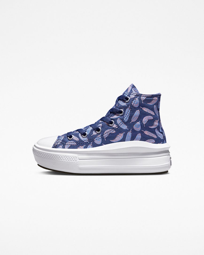 Zapatos Plataforma Converse Chuck Taylor All Star Move Feathers Altas Niña Moradas Azul Real | PE 85W0E7